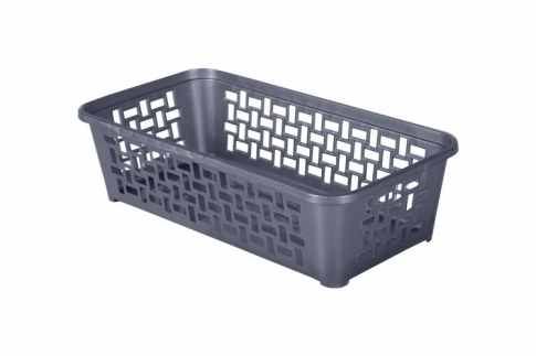 Foto Plastový košík DOMINO 190 x 99 x 53 mm silver