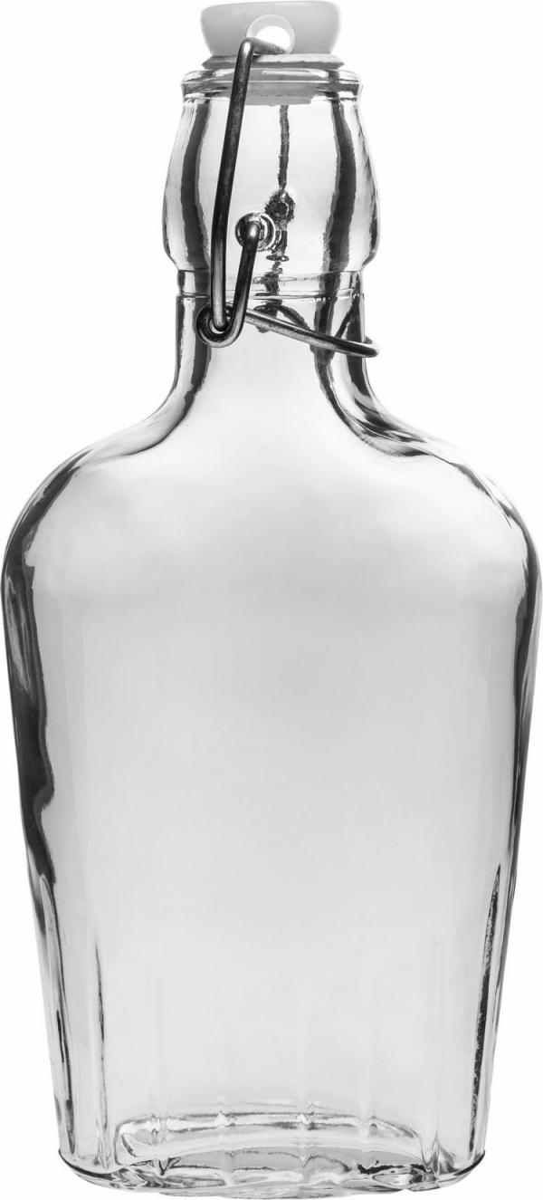Foto Ozdobná skleněná placatka z hermetickým uzávěrem 250 ml