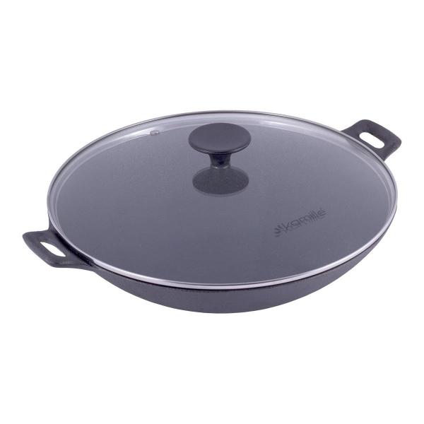 Foto Litinová pánev WOK s poklicí 30cm