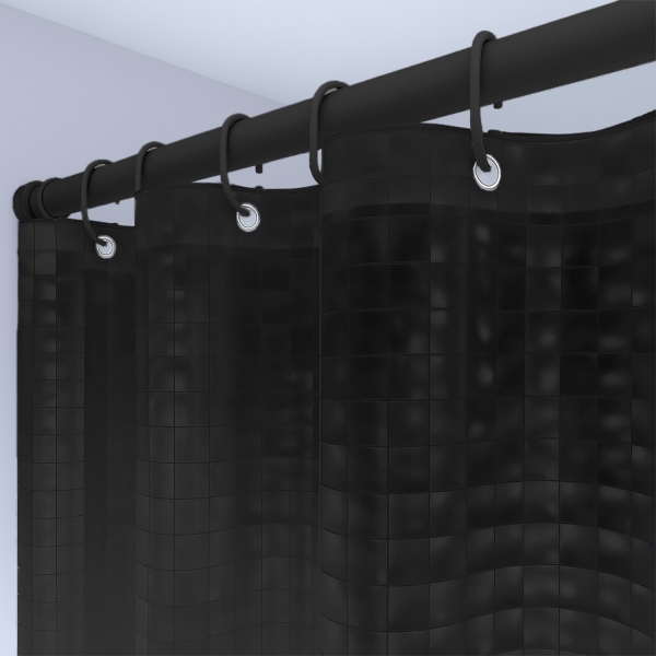 Závěs koupelnový 180x180 cm PEVA, 2D, černý