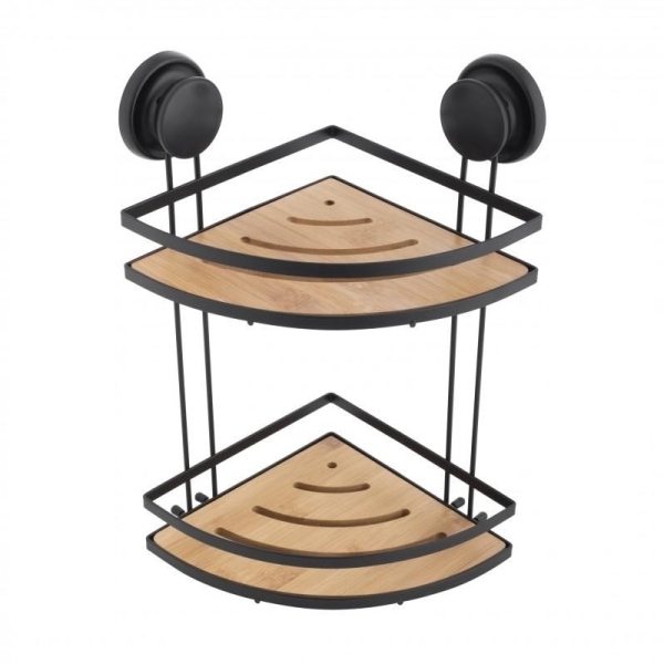 Polička drátěná s přísavkou, 2 patra, Bambus 48551