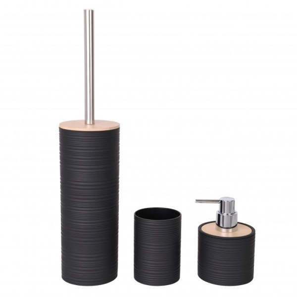 Sada koupelnová WC štětka, kelímek, dávkovač mýdla.  Daisen 58895, černá