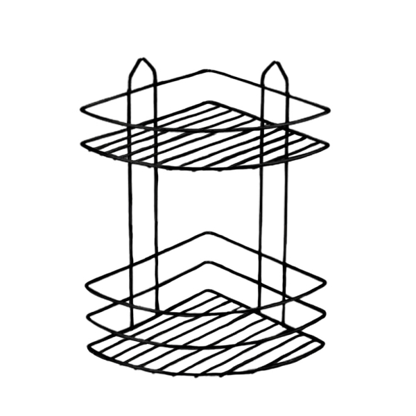 Polička drátěná, Presto, dvoupatrová, rohová, černá_2076