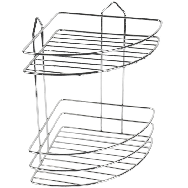 Polička drátěná, Presto, dvoupatrová, rohová, chrom_2069