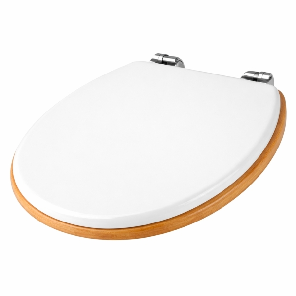 Sedátko WC M405, MDF, bílá & světlé dřevo_302816